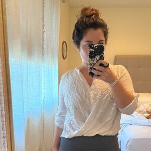 Lulu's White Textured Blouse